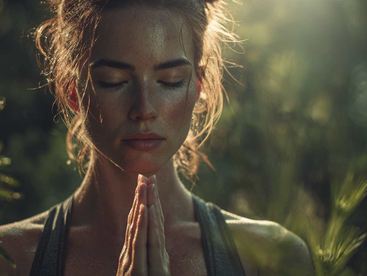 Чоловік середнього віку практикує йогу